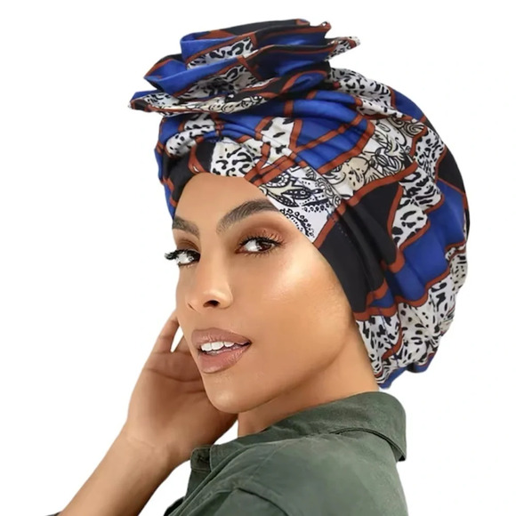 Fashion Floral  detail Retro pattern Elegant Head Wrap Top Knotted Turban - Picture 11 of 11